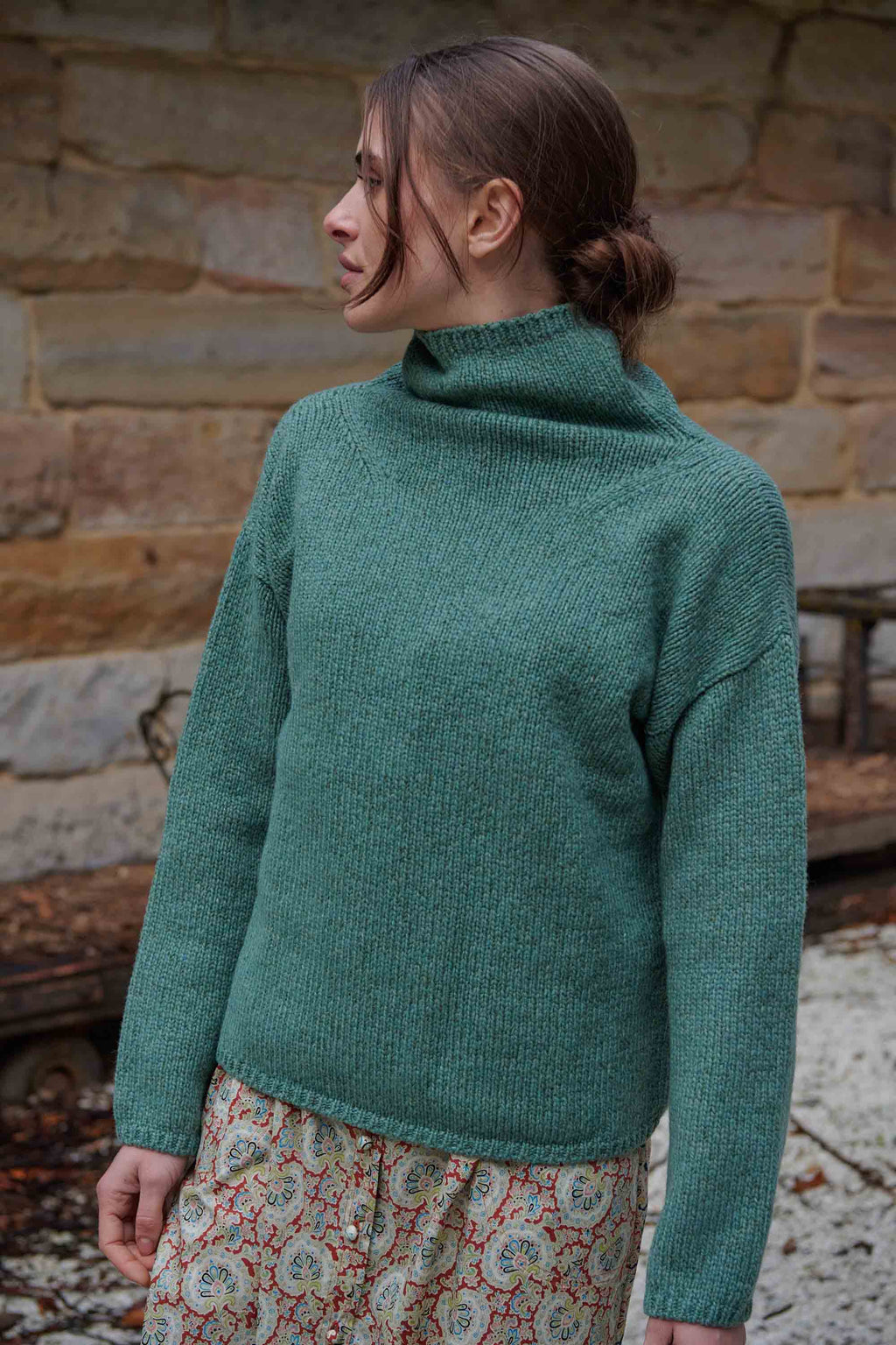 Funnel Neck Slouchy Sweater Sage