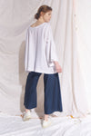 Ela Linen Top with Flounce Sleeve White