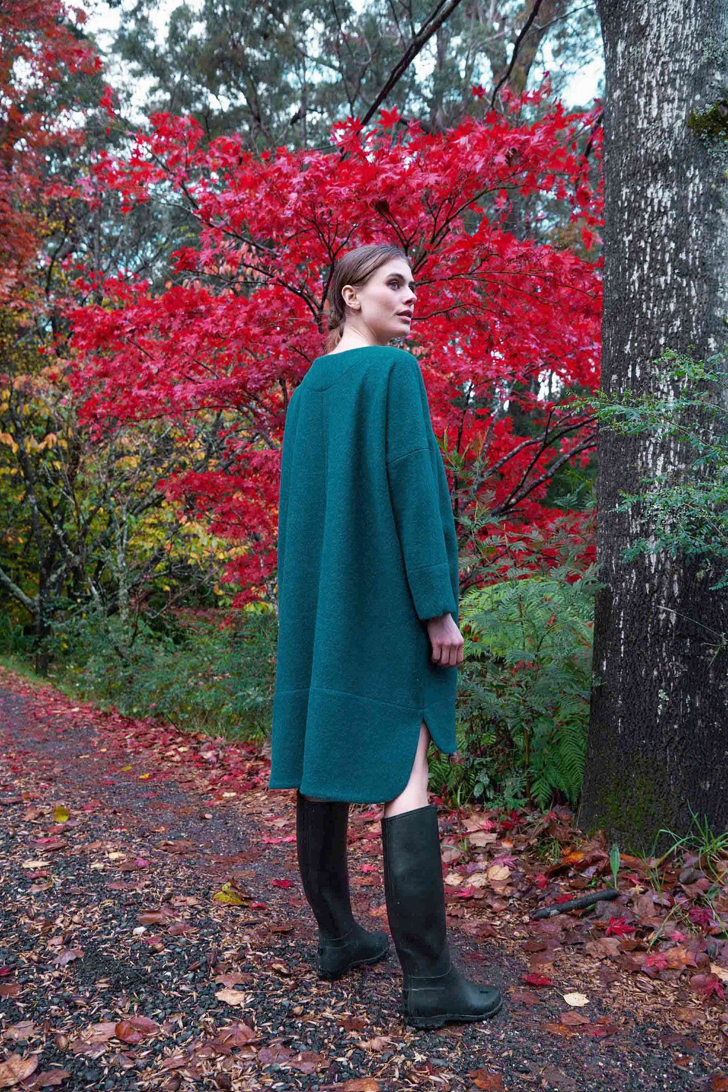 Curve Tunic Australian Merino Wool Dress Peacock