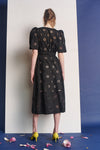 Demi Midi Cotton Dress with Butterfly Sleeve Broderie Anglaise Black