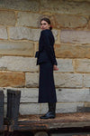 Cigarette Basketweave Wool Skirt