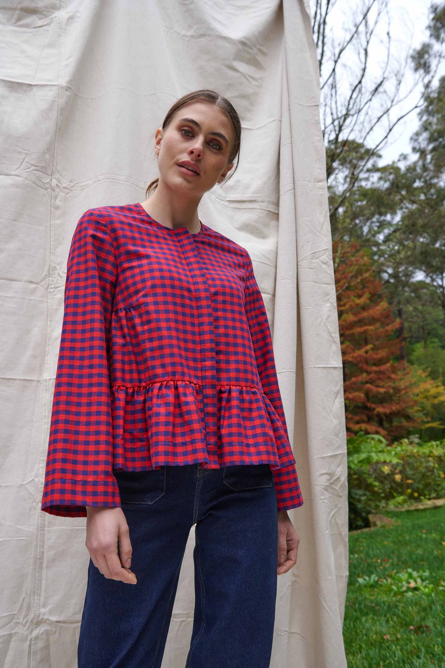 Tessa Oxford Cotton Gingham Top