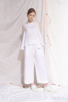 Belted Mata Linen Crop Pant White