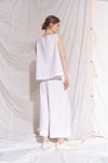 Belted Mata Linen Crop Pant White