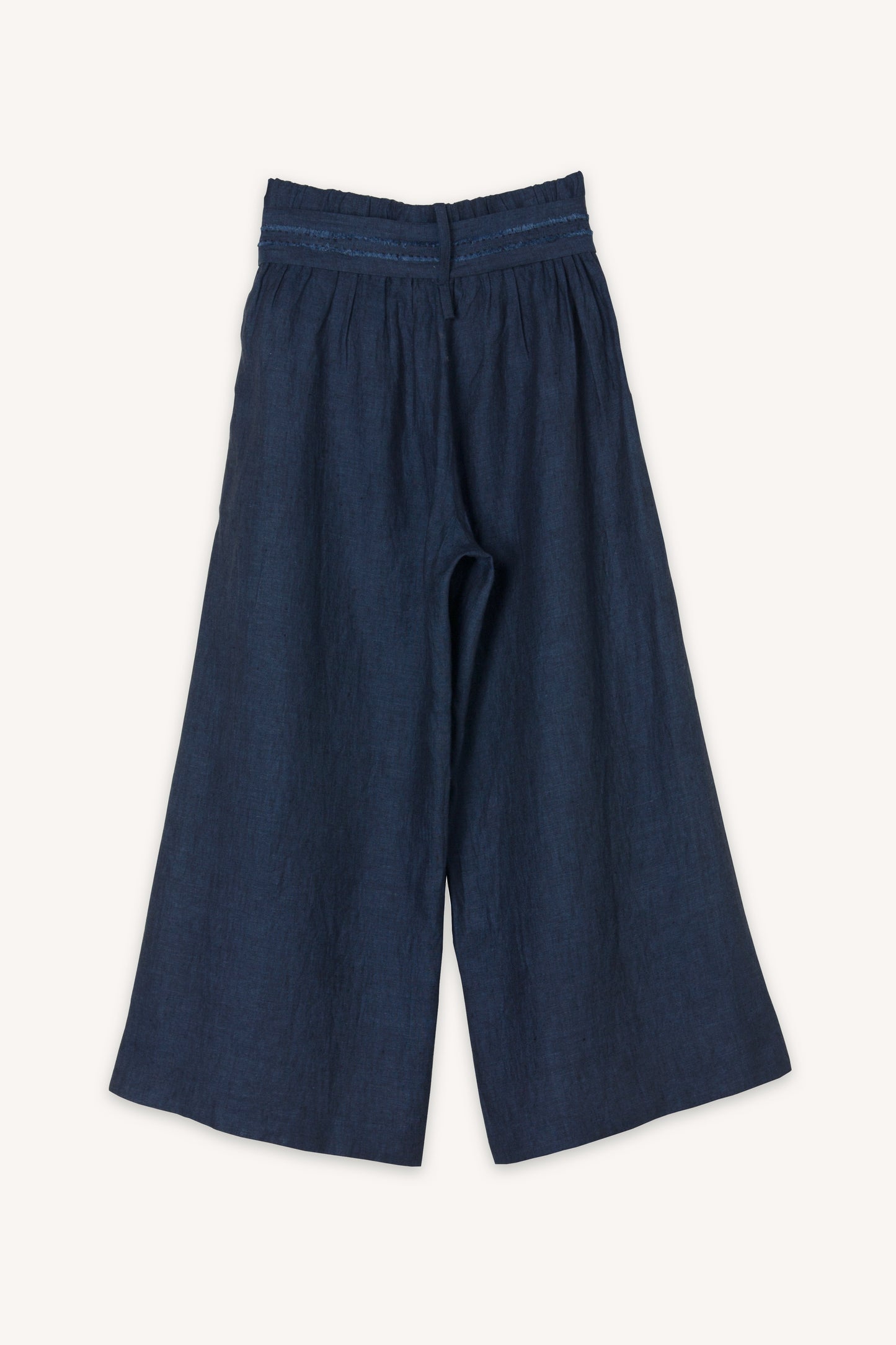 Belted Mata Linen Crop Pant NavyBlack Cross Dye