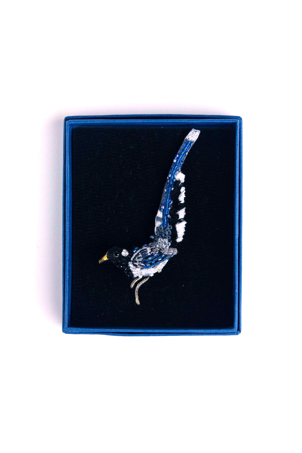 Blue Magpie Brooch Pin Blue