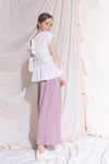 Belted Mata Linen Crop Pant Lilac Cross Dye