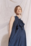 Le Brun Linen Dress NavyBlack Cross Dye