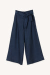 Belted Mata Linen Crop Pant NavyBlack Cross Dye