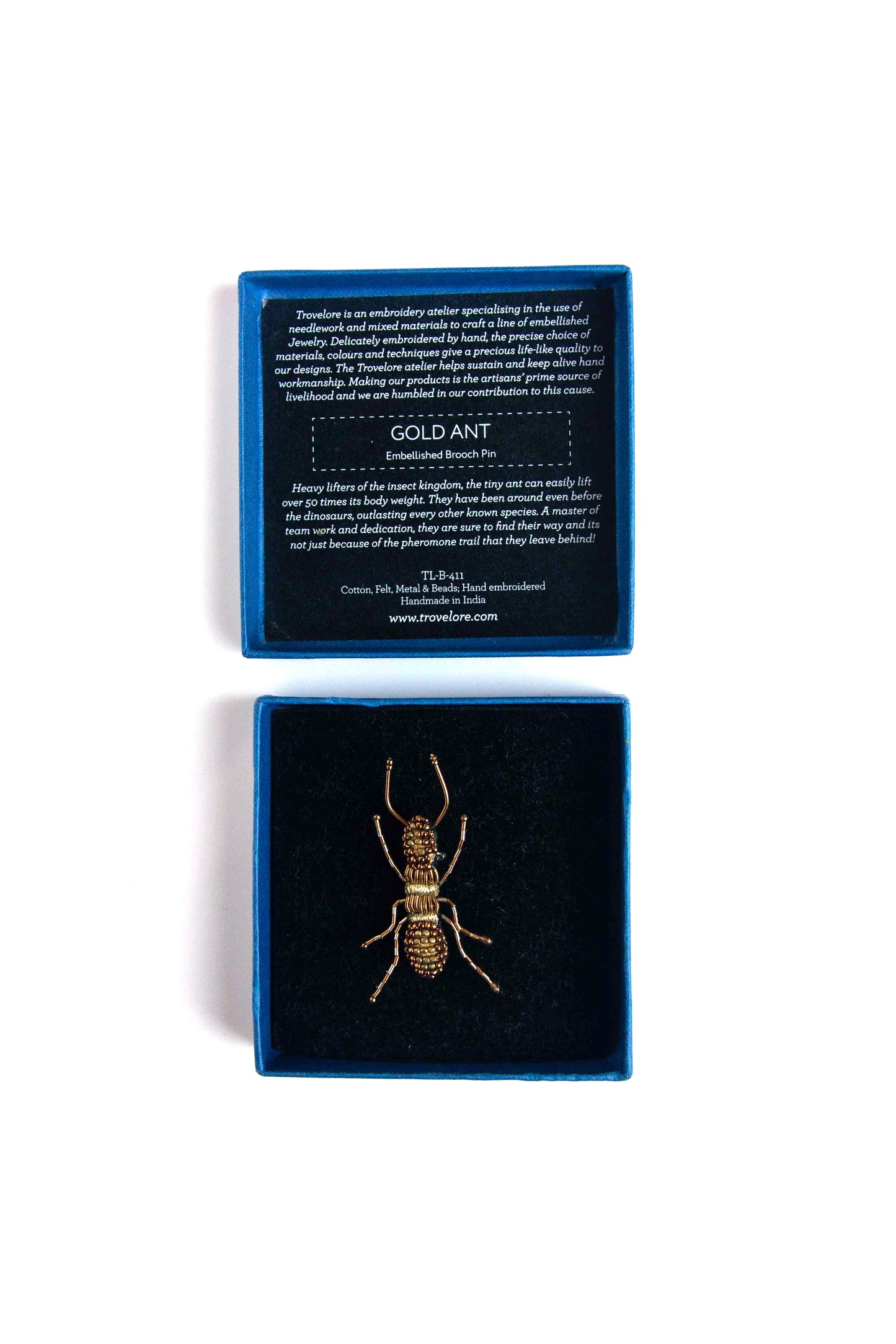 Gold Ant Brooch Pin Gold