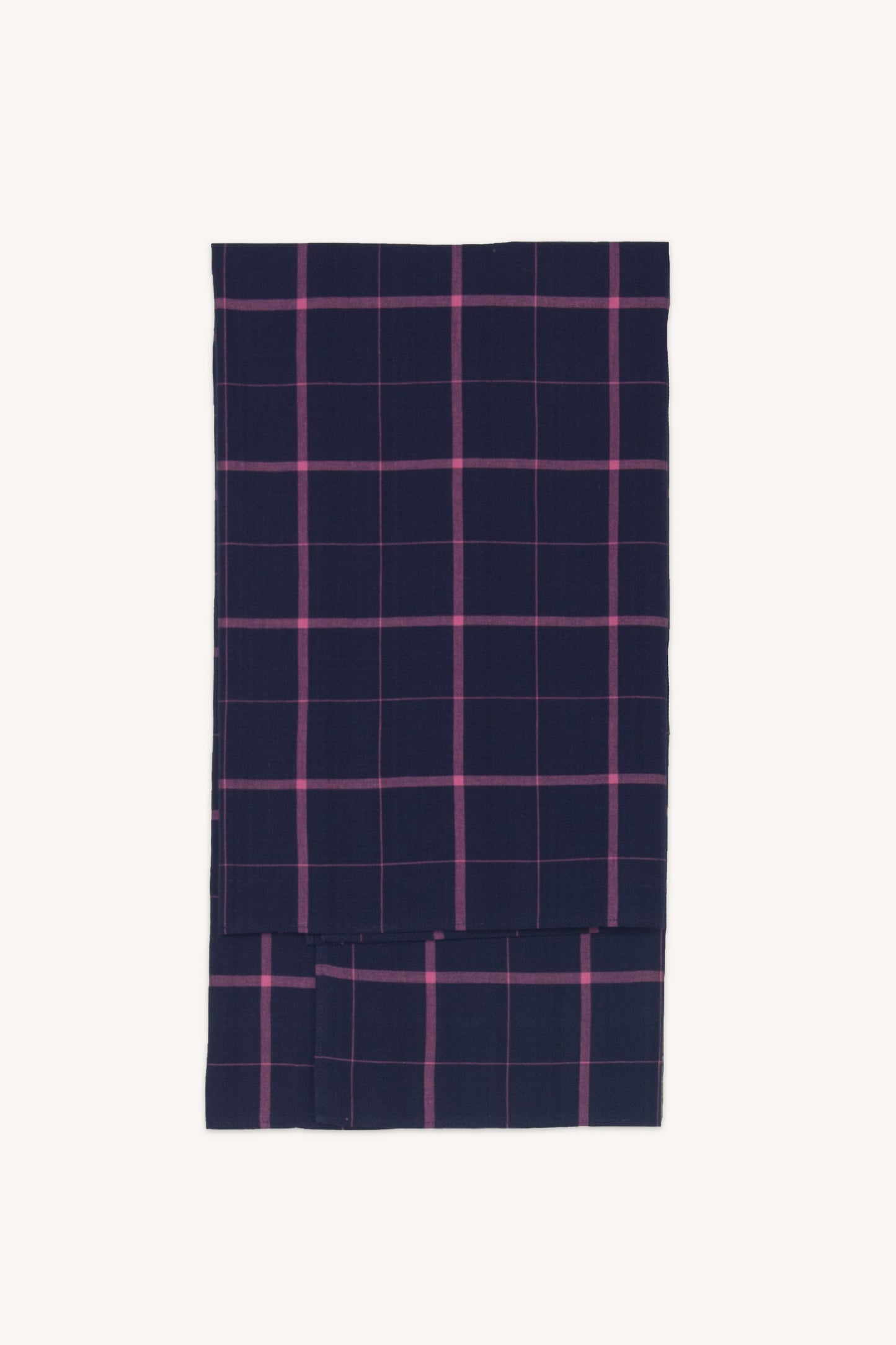 Square Head Scarf Indigo Pink Check