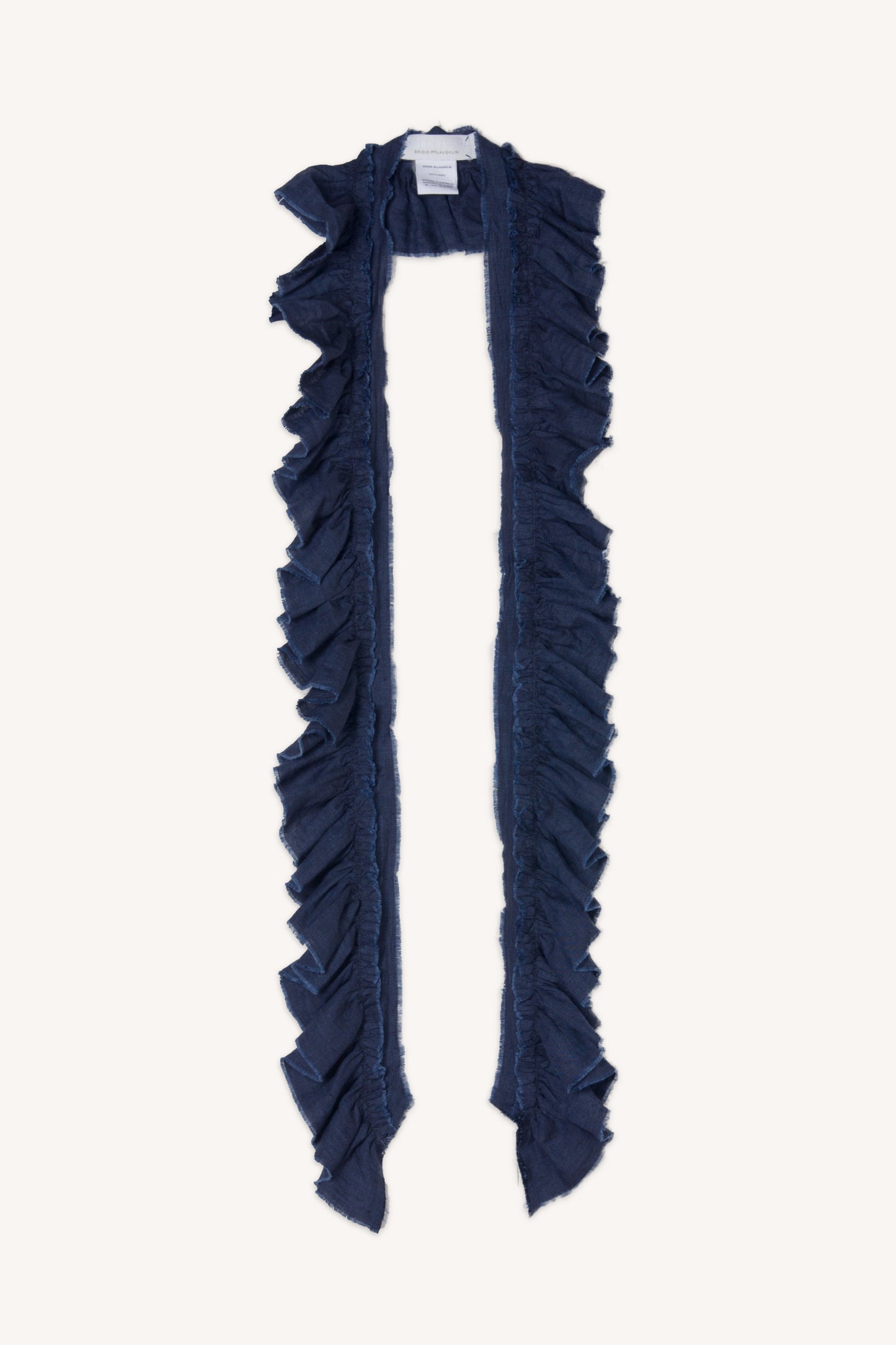 Ruffle Linen Scarf NavyBlack Cross Dye