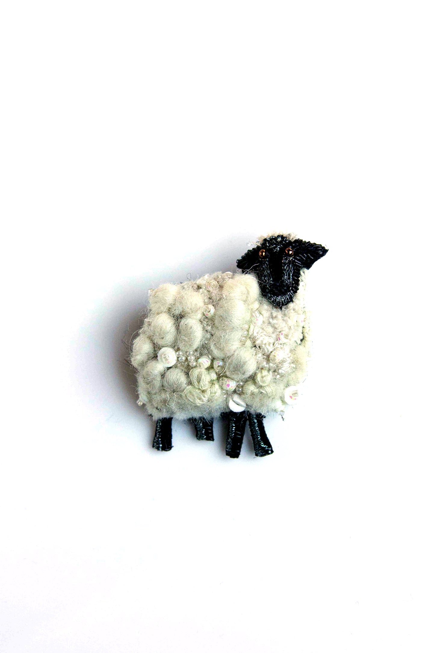 Sheep Brooch Pin Ivory Plain