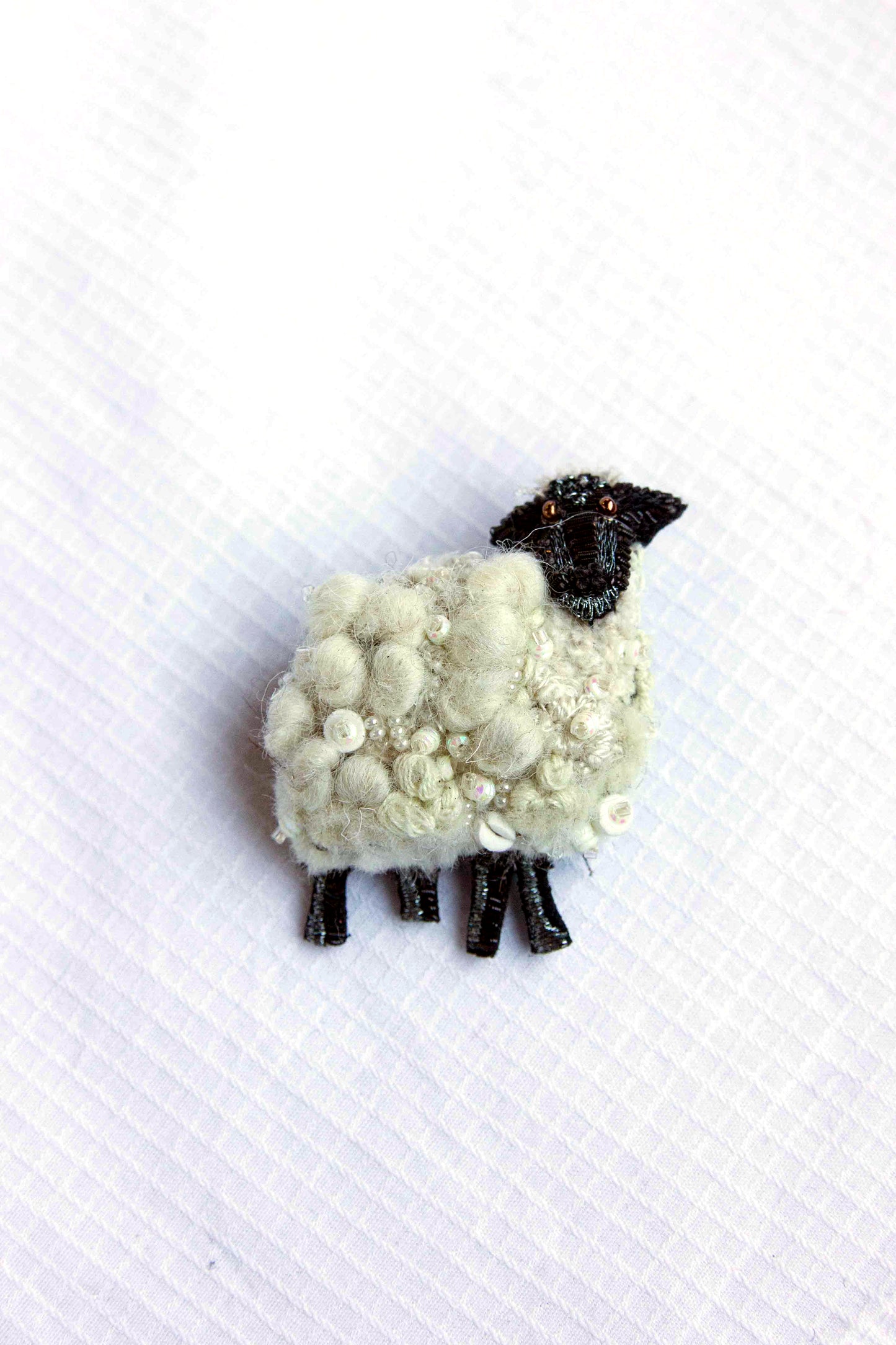 Sheep Brooch Pin Ivory Plain