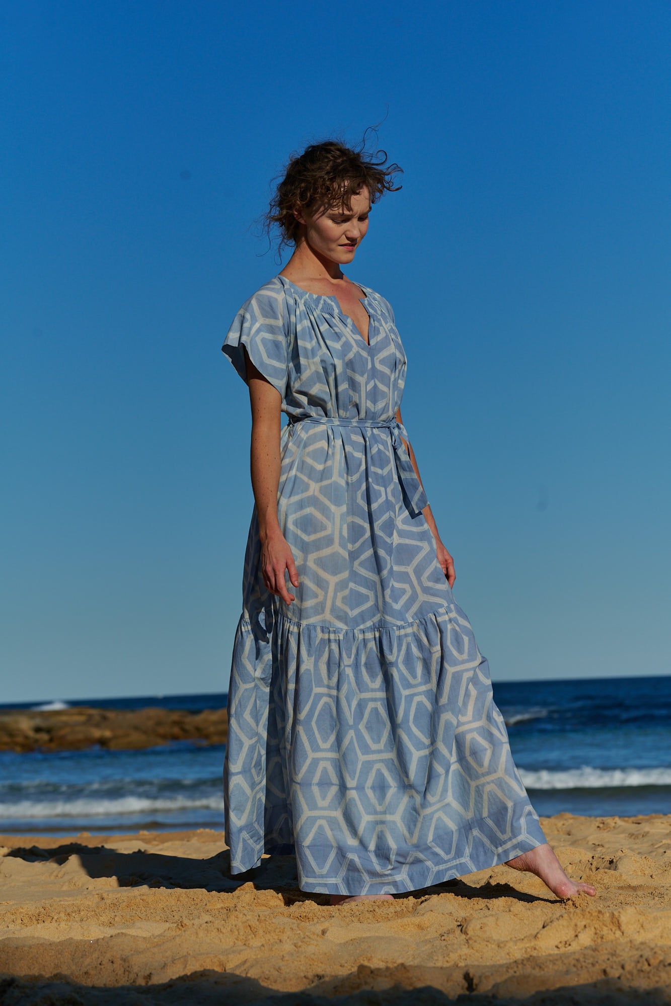 Feeling Blue Cotton Shibori Dress Maxi Brigid McLaughlin