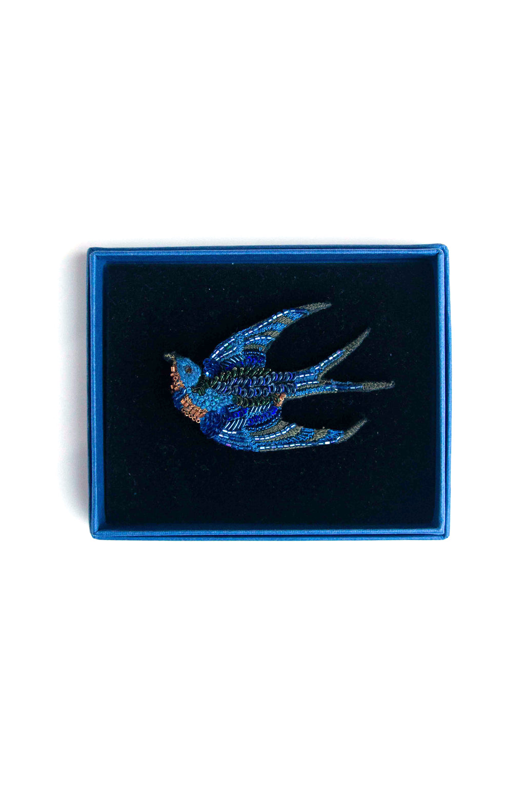 Singing Swallow Brooch Pin Blue