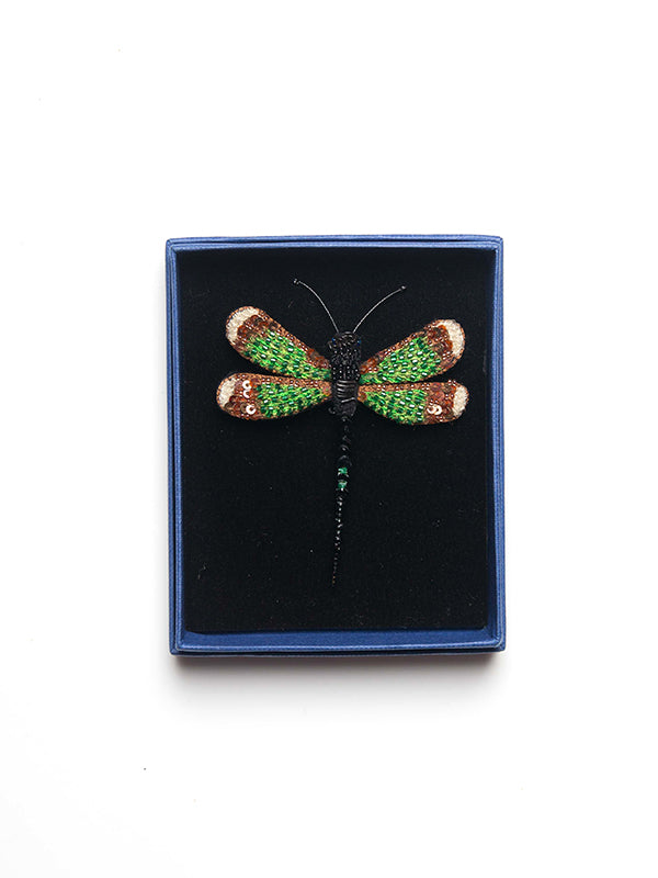 Banded Demoiselle Brooch Greenmulti