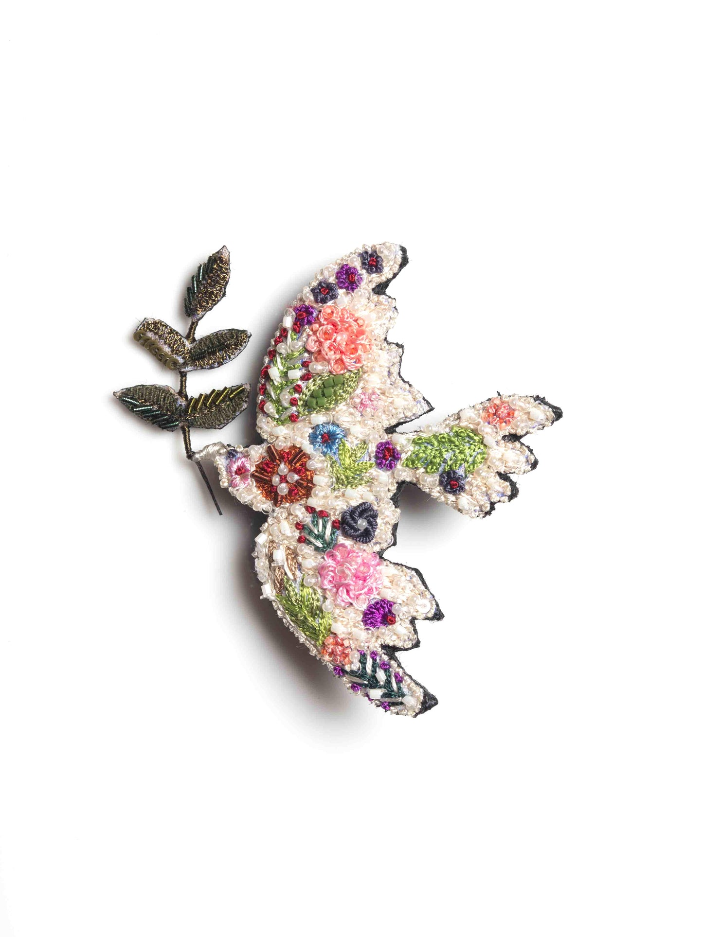 Peace Bird Brooch White