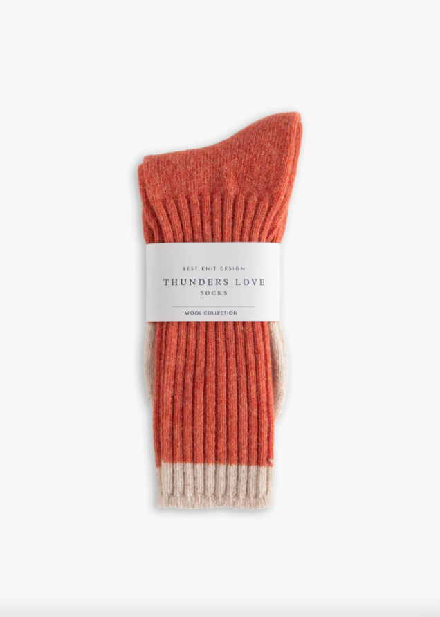 Thunders Love Wool Collection Vintage Orange Socks